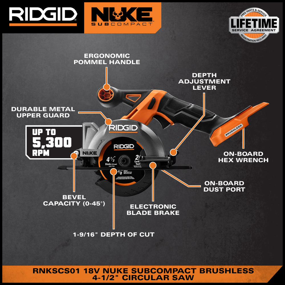 Scie circulaire compacte sans balais 18V NUKE 4-1/2 po