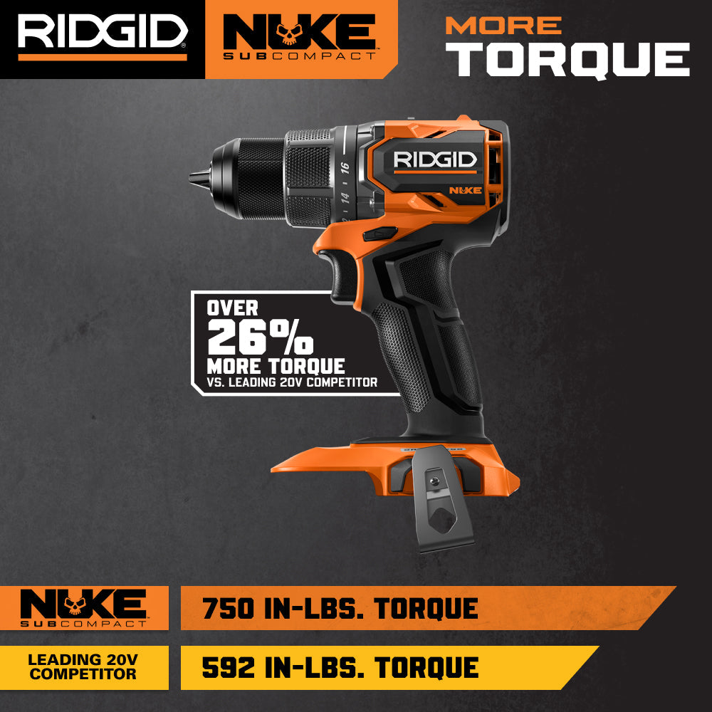 Kit perceuse/visseuse sans balai 1/2 po sous-compacte 18 V NUKE