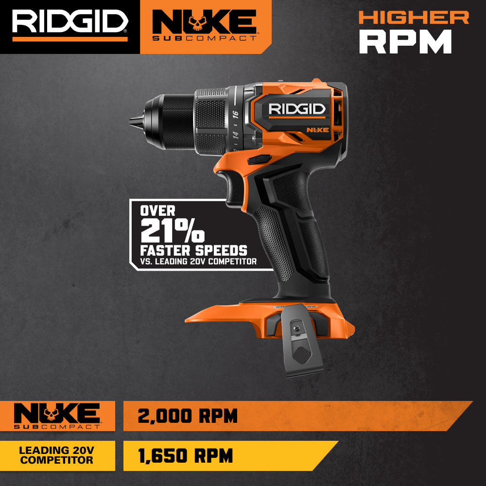 Kit perceuse/visseuse sans balai 1/2 po sous-compacte 18 V NUKE