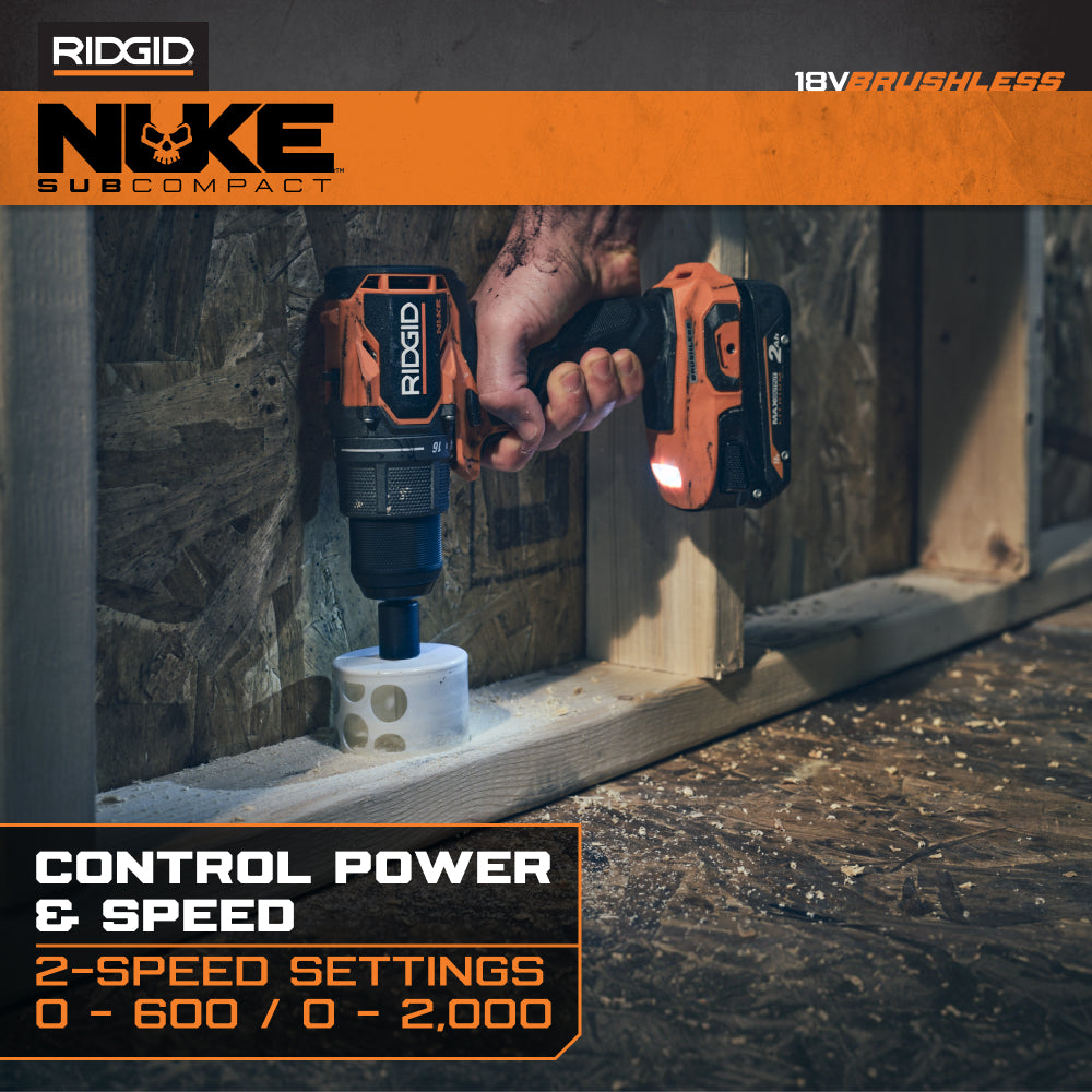 Kit perceuse/visseuse sans balai 1/2 po sous-compacte 18 V NUKE