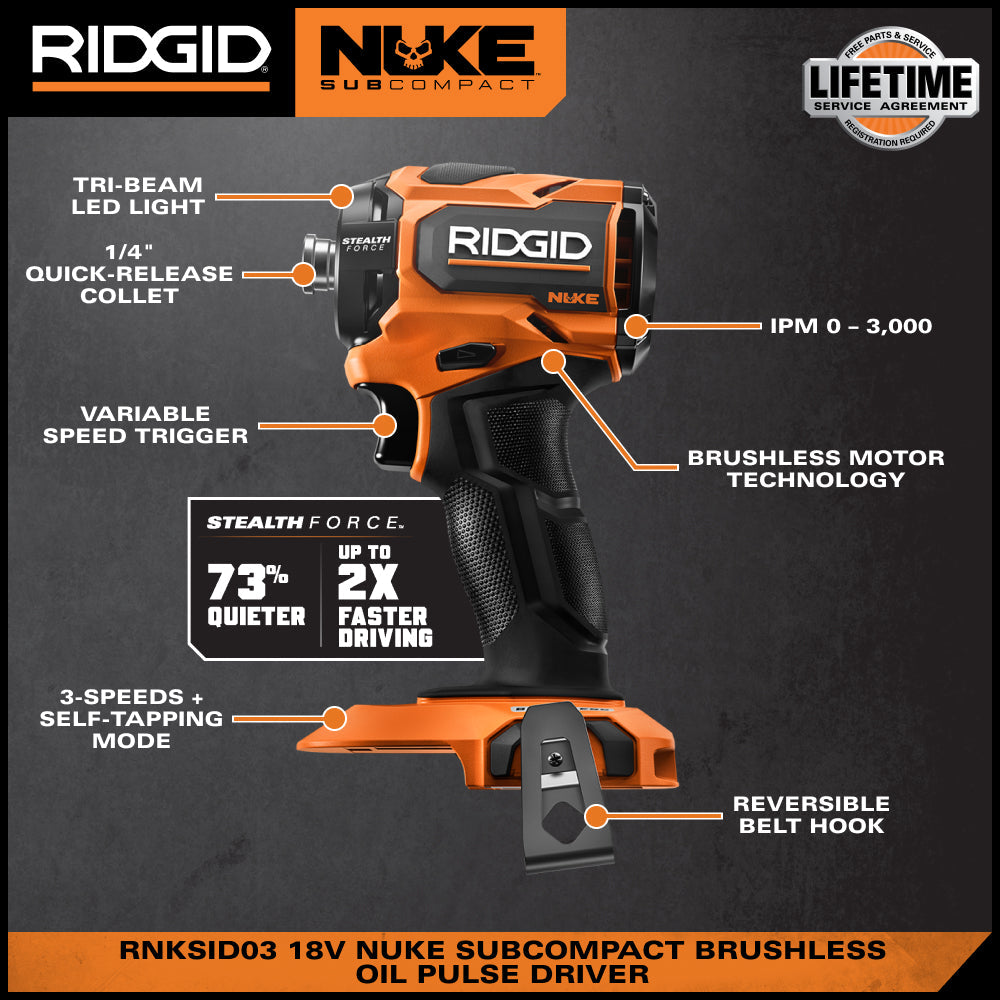 18V NUKE Subcompact Brushless STEALTH FORCE Oil Pulse Impact Driver
