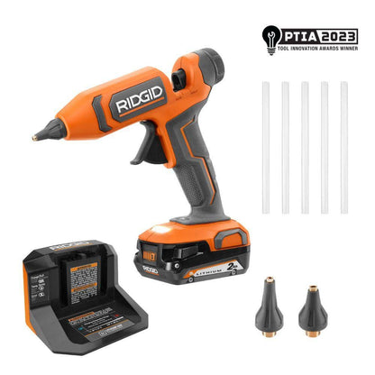 Kit pistolet à colle haute température professionnel sans fil 18 V avec batterie 2,0 Ah et chargeur