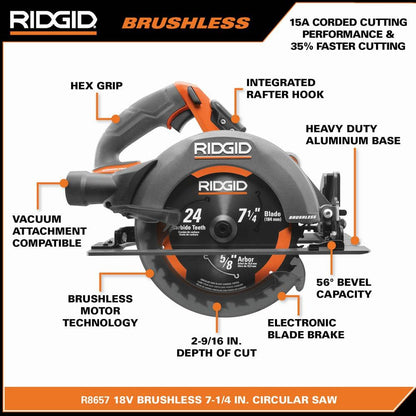 Scie circulaire sans fil 18 V 7-1/4 po (outil seulement)