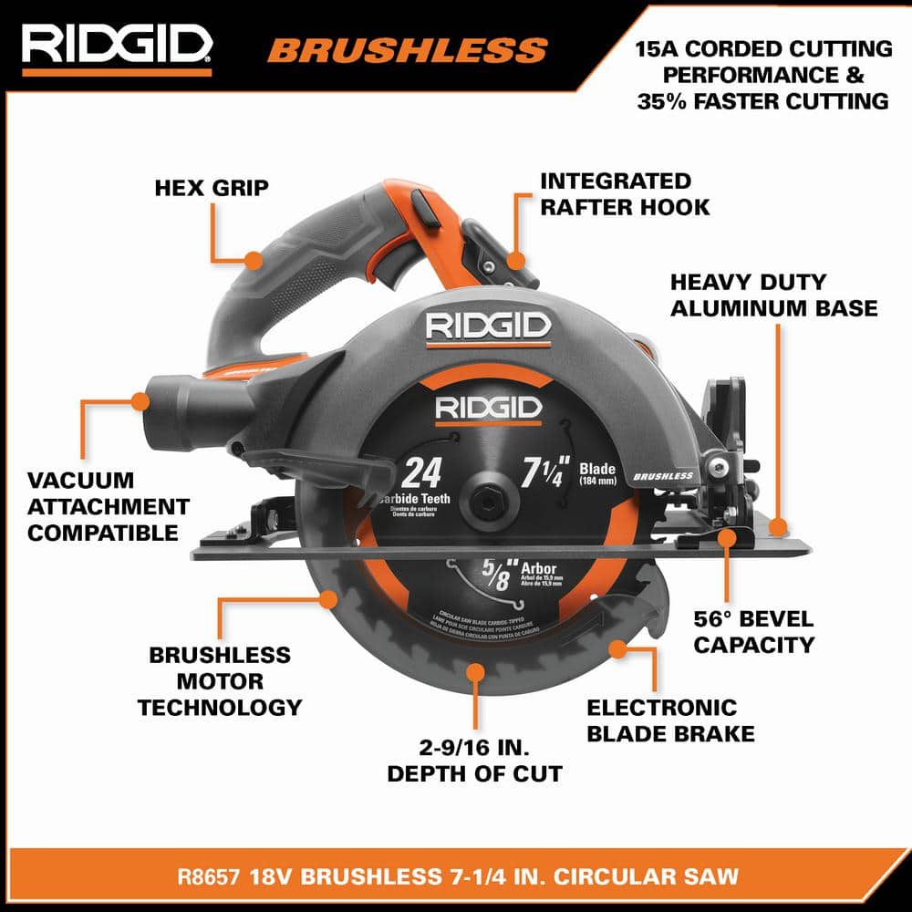 Scie circulaire sans fil 18 V 7-1/4 po avec batterie 4,0 Ah MAX et chargeur