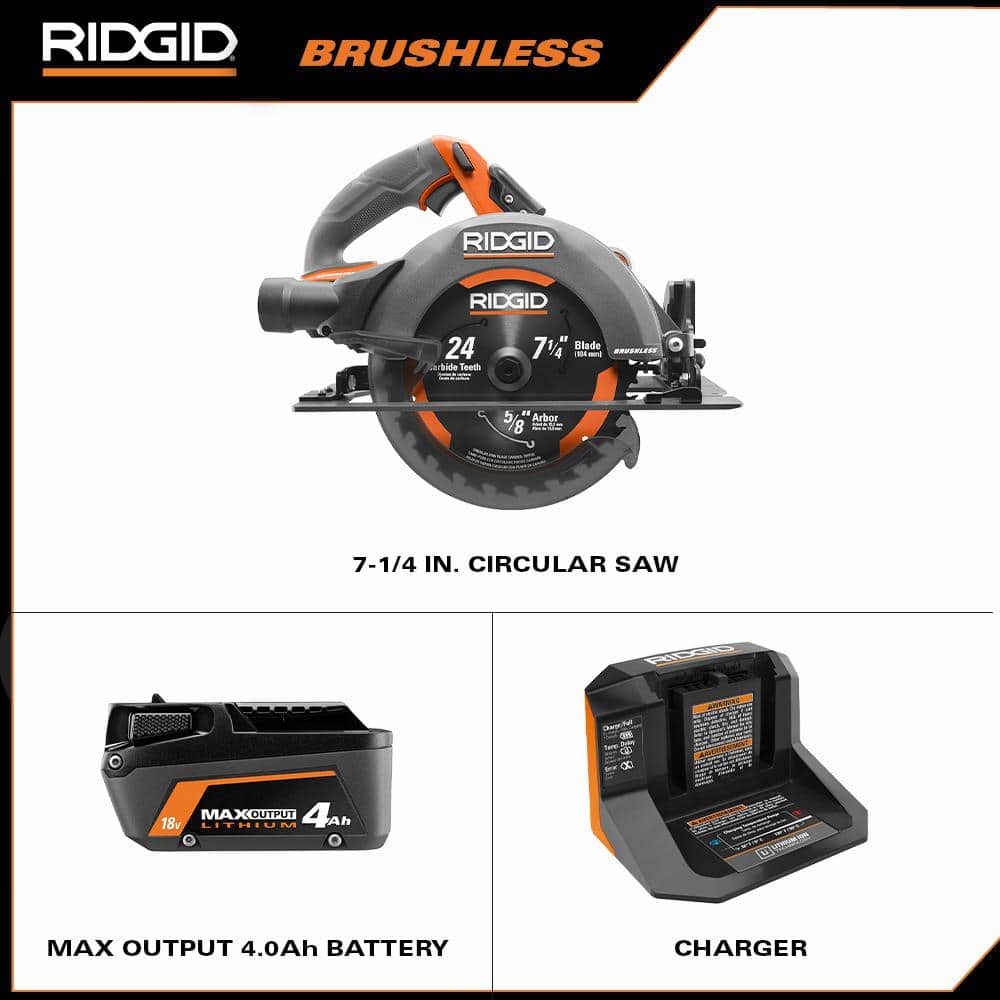 Scie circulaire sans fil 18 V 7-1/4 po avec batterie 4,0 Ah MAX et chargeur