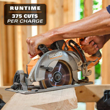 Scie circulaire sans fil 18 V à poignée arrière de 7-1/4 po avec batterie de 8,0 Ah MAX, chargeur 18 V et sacoche