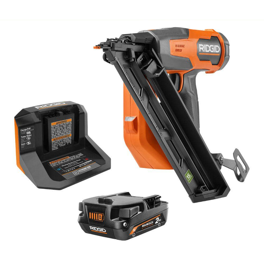 Kit de cloueuse de finition coudée sans fil 18 V, calibre 15, avec batterie de sortie maximale de 2,0 Ah et chargeur