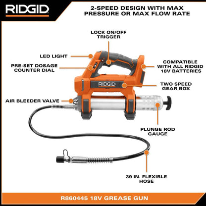 Kit de pistolet à graisse sans fil 18 V avec (1) batterie 2,0 Ah et chargeur