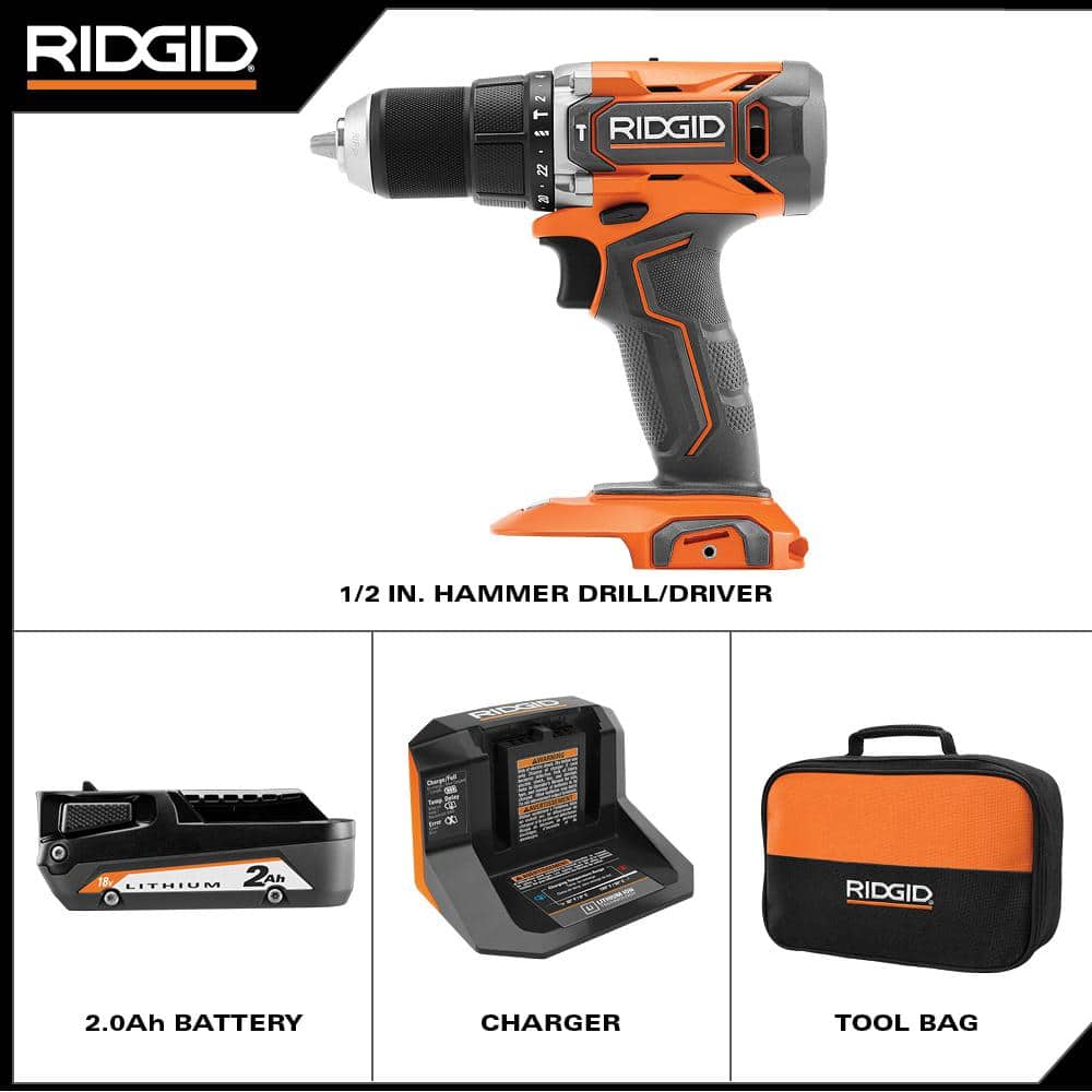 Perceuse-visseuse à percussion sans fil 18 V 1/2 po avec batterie 2,0 Ah et chargeur