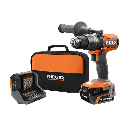 Perceuse-visseuse à percussion sans fil 18 V 1/2 po avec batterie 4 Ah MAX, chargeur 18 V et sac à outils.