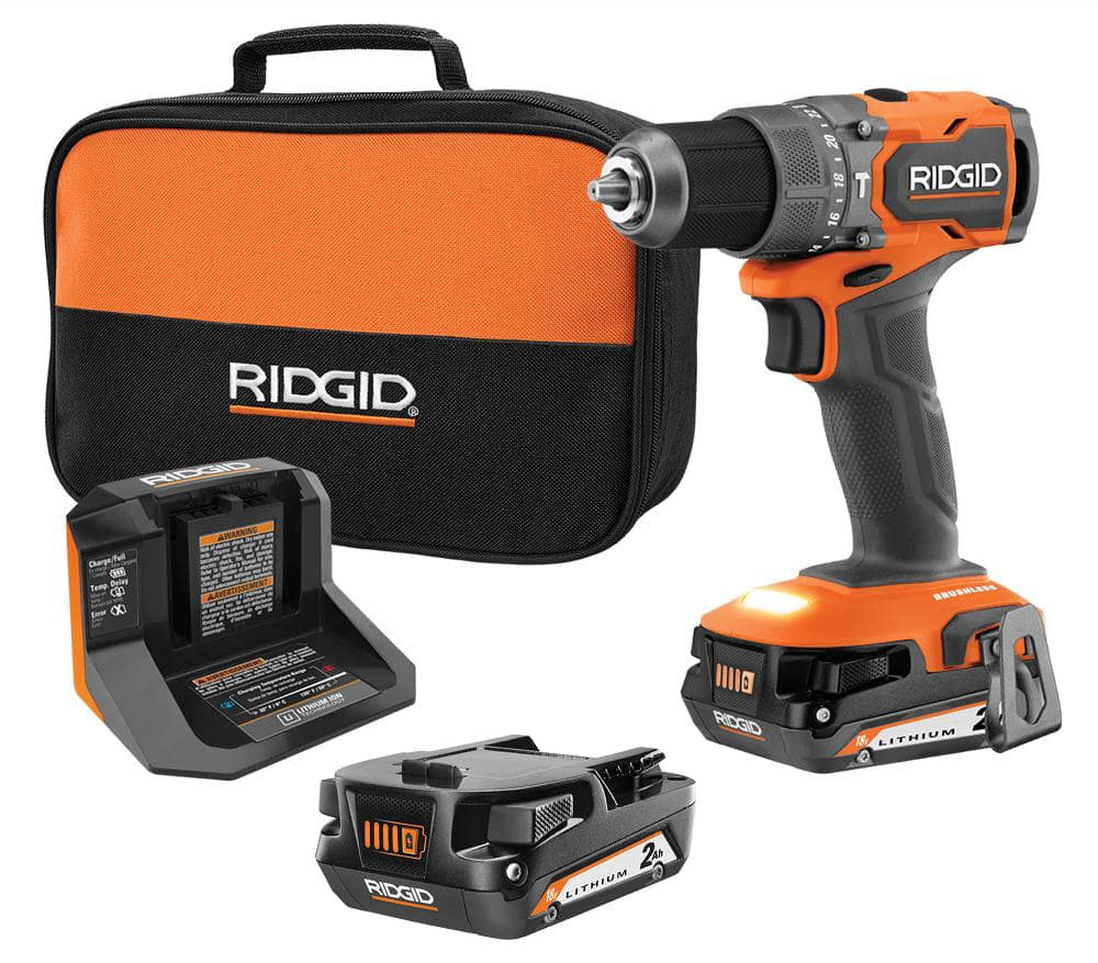 Perceuse à percussion sans fil 18 V SubCompact sans balais de 1/2 po avec (2) batteries de 2,0 Ah, chargeur et sacoche