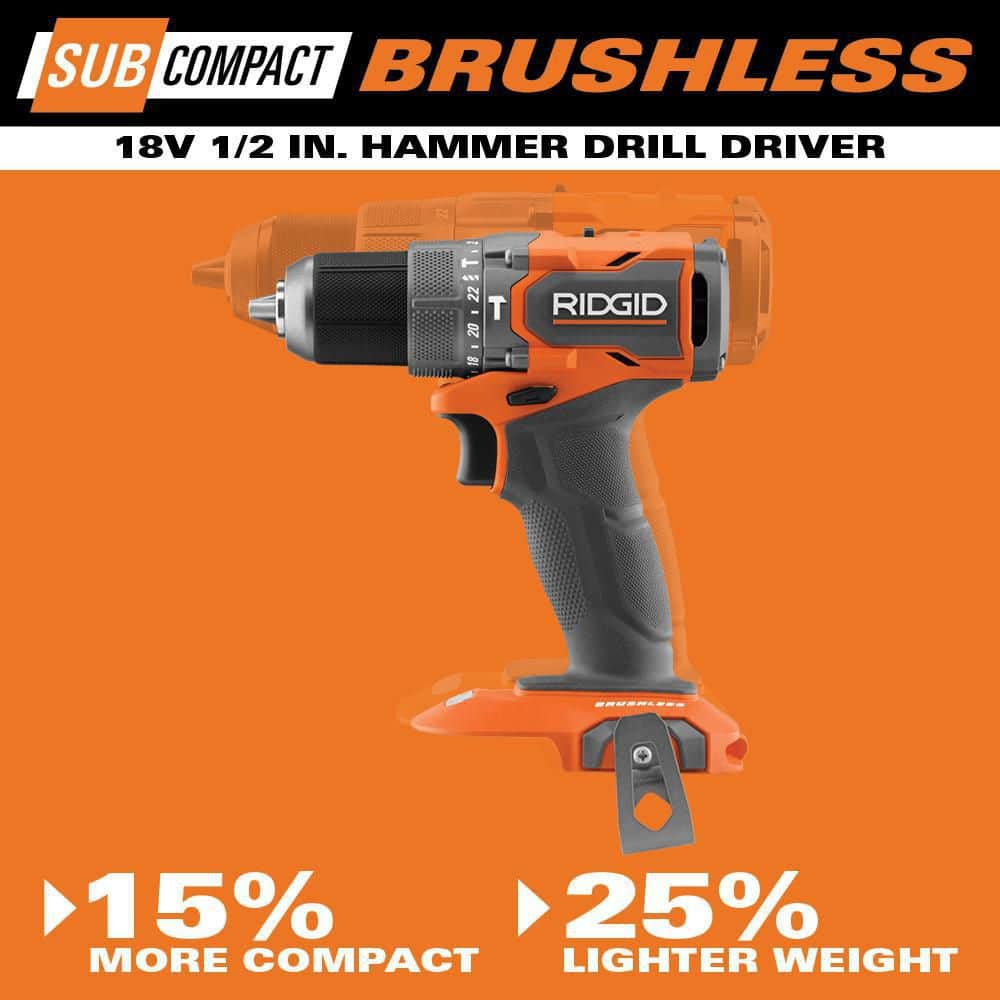 Perceuse à percussion sans fil 18 V SubCompact sans balais de 1/2 po avec (2) batteries de 2,0 Ah, chargeur et sacoche