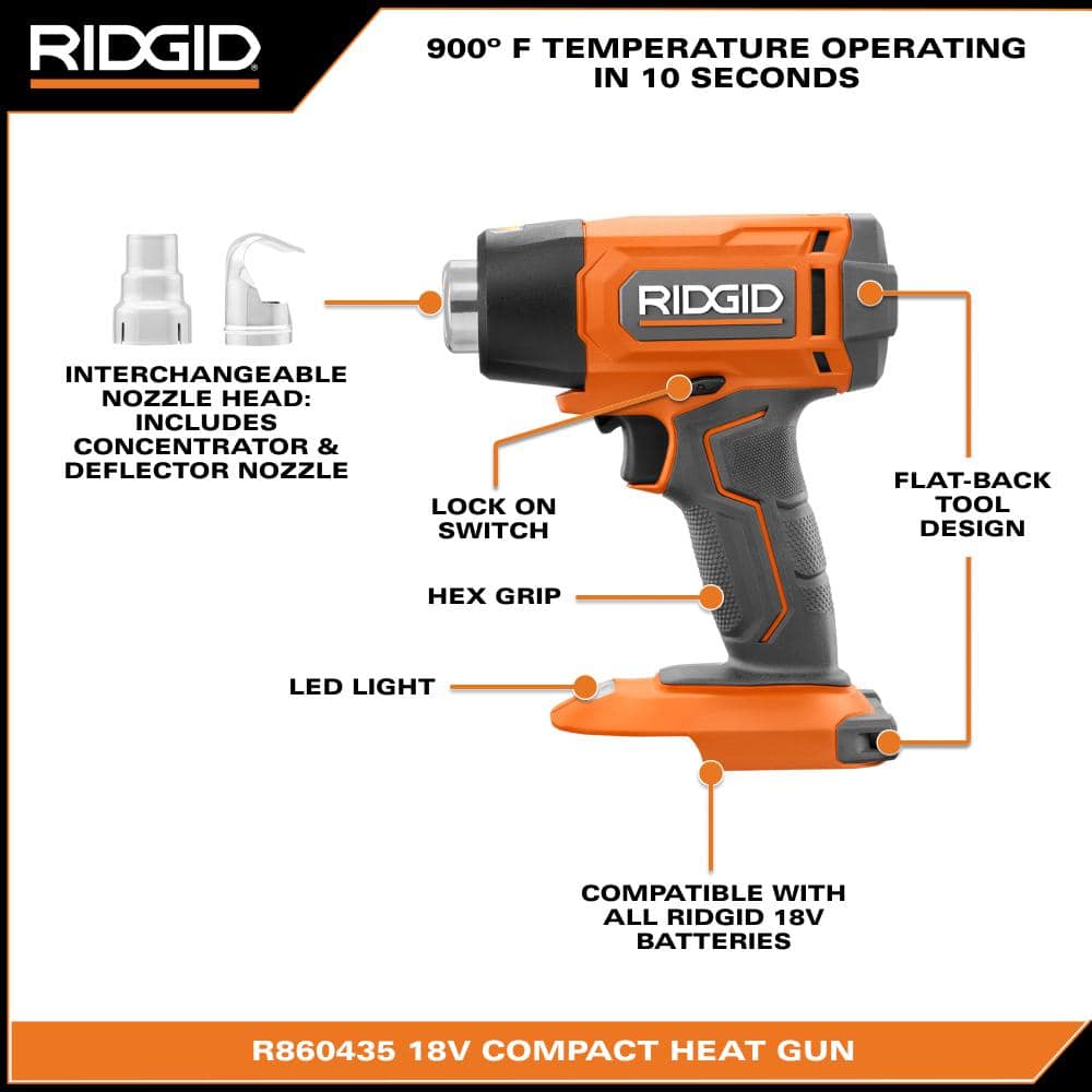Pistolet thermique compact sans fil 18 V (outil uniquement)