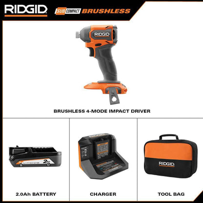 Kit de visseuse à chocs sans fil 18 V SubCompact avec batterie 2,0 Ah, chargeur et sac à outils