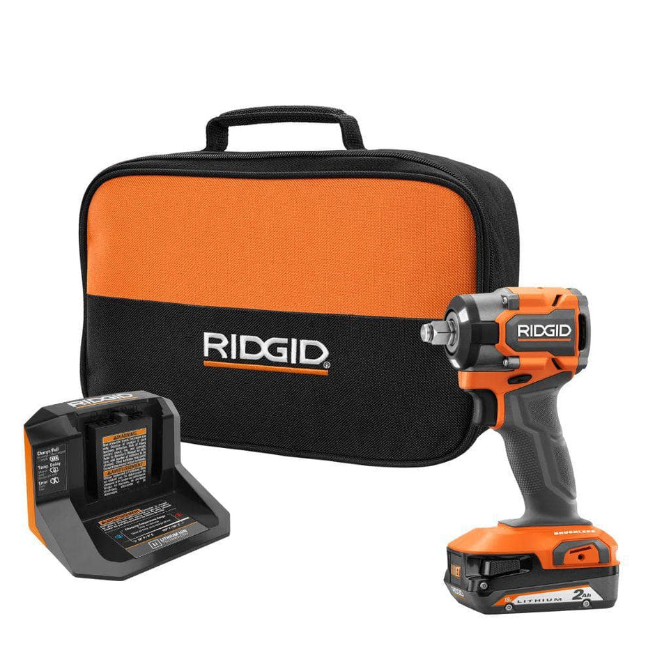 18V SubCompact Brushless Cordless 1/2 in. Impact Wrench Kit with 2.0 Ah Battery, Charger, and Bag