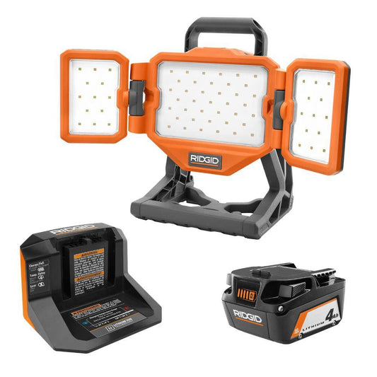 Kit d'éclairage hybride 18 V avec batterie 4,0 Ah et chargeur