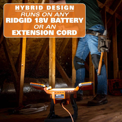 Kit d'éclairage hybride 18 V avec batterie 4,0 Ah et chargeur