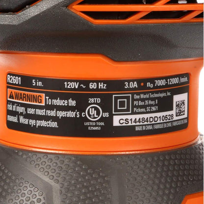 Ponceuse orbitale aléatoire filaire de 3 A de 5 po avec technologie AIRGUARD