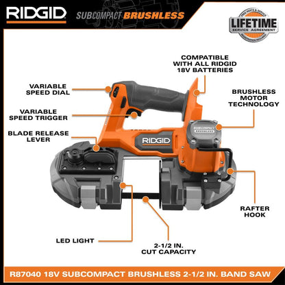 Scie à ruban à une main sans fil et sans balais 18 V (outil uniquement)