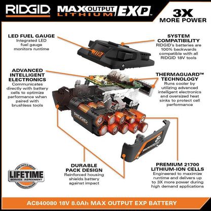 Batterie lithium-ion EXP 18 V 8,0 Ah à sortie maximale