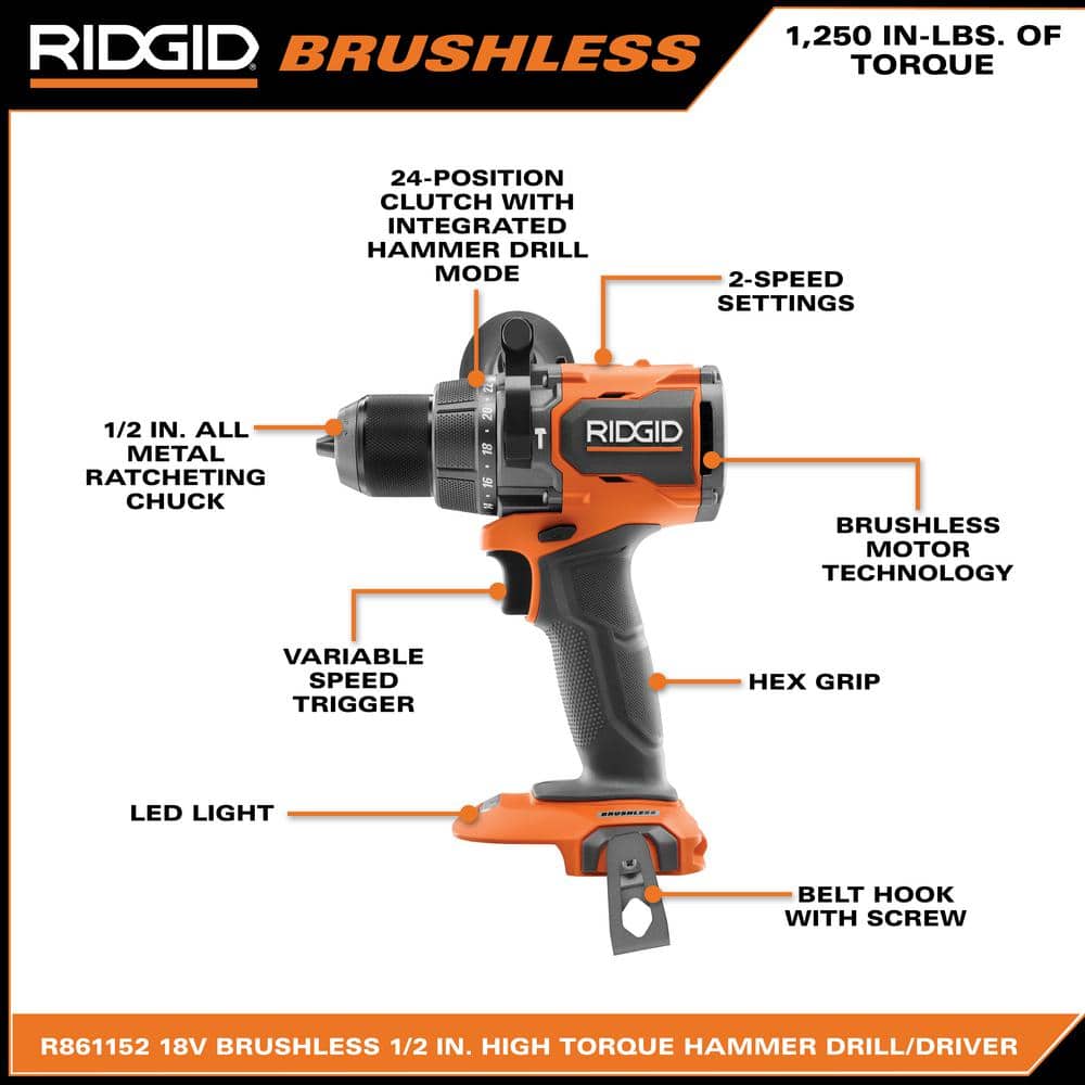 Kit combiné 2 outils sans balais 18 V avec batteries de sortie MAX de 6,0 Ah et 4,0 Ah, chargeur et étui rigide