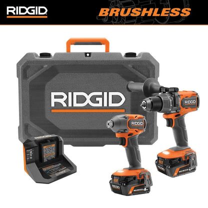 Kit combiné 2 outils sans balais 18 V avec batteries de sortie MAX de 6,0 Ah et 4,0 Ah, chargeur et étui rigide