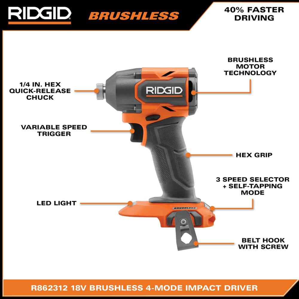 Kit combiné 2 outils sans balais 18 V avec batteries de sortie MAX de 6,0 Ah et 4,0 Ah, chargeur et étui rigide