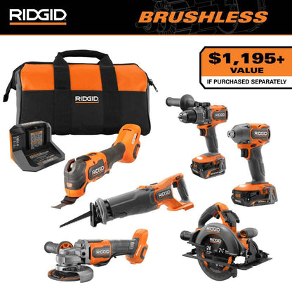Kit combiné sans fil et sans balais 18 V, 6 outils avec batteries de sortie MAX de 6,0 Ah et 2,0 Ah et chargeur