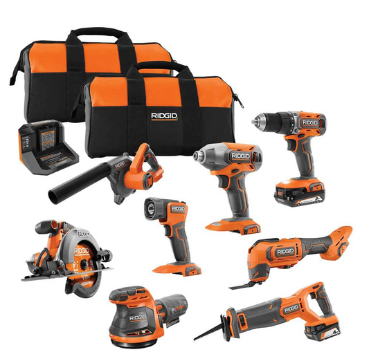 Kit combiné sans fil 18 V 8 outils avec batterie de 2,0 Ah, batterie de 4,0 Ah et chargeur