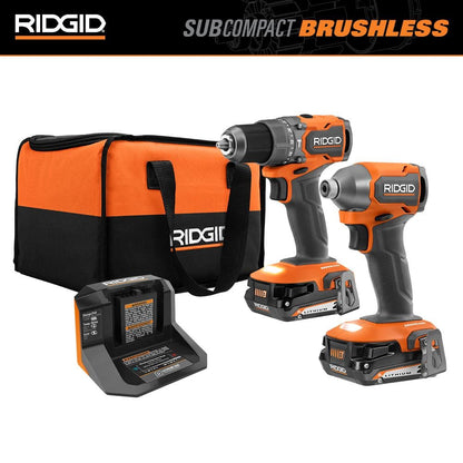 Ensemble combiné de 2 outils sans fil 18 V SubCompact avec perceuse à percussion, visseuse à chocs, (2) batteries 2,0 Ah, chargeur et sacoche