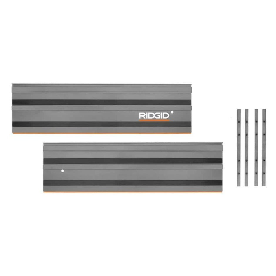 Rail de guidage pour scie à rail de 55 po (2), rail de 27,5 po (4), barres de connexion (1), clé à rail
