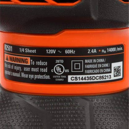 Ponceuse filaire 1/4 feuille de 2,4 A avec technologie AIRGUARD