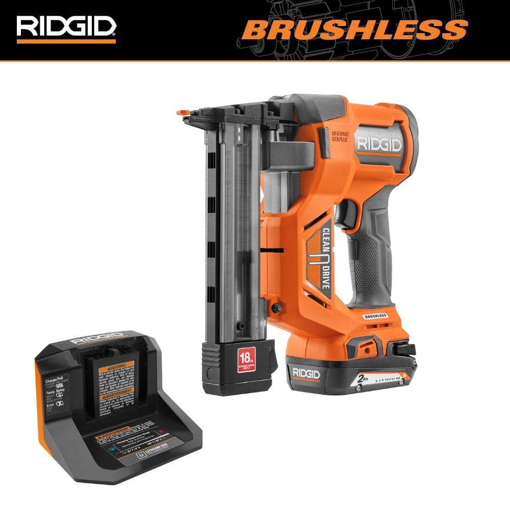 Kit d'agrafeuse à couronne étroite sans fil 18 V, calibre 18, avec batterie 2,0 Ah et chargeur